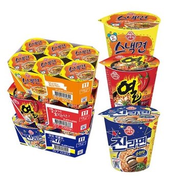 오뚜기 컵라면 소컵 3종 총18개 (진라면순한맛6+열라면6+스낵면6)