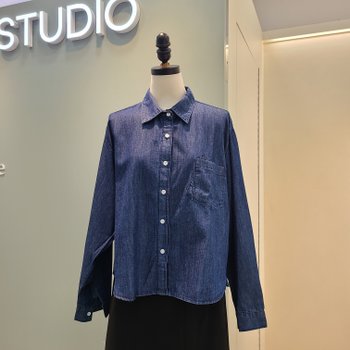 뒤사선포인트 데님셔츠 S253BSH857/블루