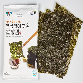 완도맘 양념없이구운곱창김20gx5봉(1봉당 6매) 조미없는 구운김