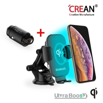 크레앙 울트라부스트 15W 오토 슬라이드 차량용 무선 충전 거치대 V3 (CRECARULTQV3)