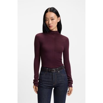 [신세계백화점][30프로 할인]여성 믹스 리브 메리노 울 모크넥 스웨터 다크 퍼플(50549166505)