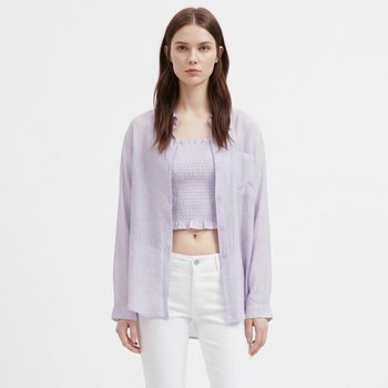 [샵앤] 여성 여름 끈나시 스모킹 탑 반시스루 블라우스 세트 SHA-WSET-21161-퍼플