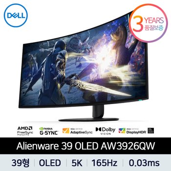 에일리언웨어 5K Tandem OLED AW3926QW 델 39 게이밍 모니터 듀얼모드 165Hz 330Hz