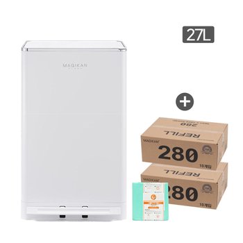 매직캔 휴지통 쓰레기통 크롬히포 271L 화이트 (추가 280R10B+280R10B)