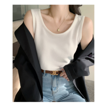 와플 루즈핏 민소매 나시 티스퀘어넥 이너나 시티 여성나 나시탑 나