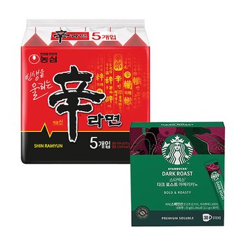 스타벅스 다크로스트 아메리카노1.1g 30개입x3박스+농심신라면20봉