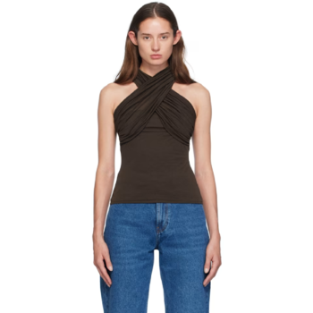 아미 브라운 드레이핑 블라우스 FTP041.JE0070 TP839427230