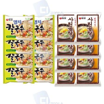 농심 멸치칼국수 사리곰탕면 봉지면 2종세트 16봉 (S51137208)