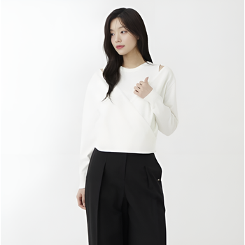 플라스틱아일랜드 여성 레이어드 랩 니트 PS2KL361