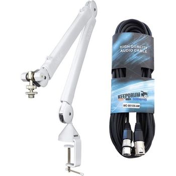 [해외] 독일 로데 마이크 방송용 Rode PSA1 Microphone Arm Articulated White Keepdrum XLR Cable 1565