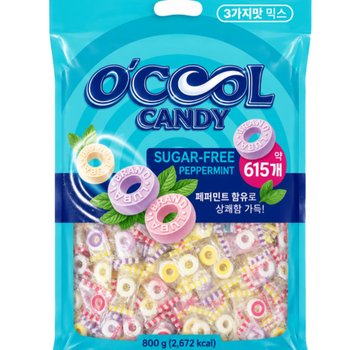 오쿨 폴로캔디 615개입(800g) 과일맛 페퍼민트 캔디 개별포장 위생포장 벌크 대용량 폴로사탕