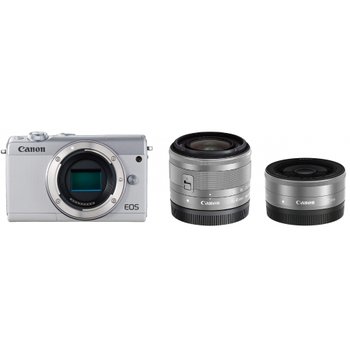 [해외] Canon 미러리스 일안 카메라 EOS M100 더블 렌즈 키트 화이트 EOSM100WH-WLK