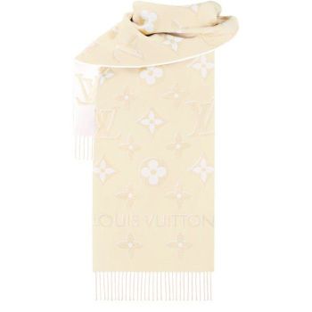 루이비통 에센셜 샤인 자카드 우븐 머플러 베이지 136077454