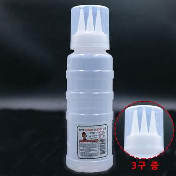 ALS 실리콘패킹 잘라쓰는 3구 뚜껑 소스병 중형 400ml 소스병/참기름병/간장병/양념통/식초병