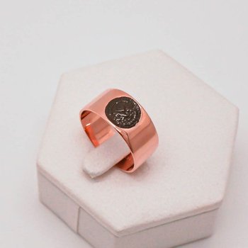 오팔하우스 14k 럭셔리 투 톤 블랙 코인 반지 OPGR664