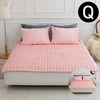 더블침대패드 퀸 킹 누빔침대 고밀도 사계절 호텔식 빌리 극세사 밴딩 패드 핑크 카페트겸용