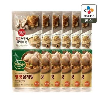 비비고 영양 삼계탕 800g x6개+듬뿍 누룽지닭백숙죽 420g x6개 (S50768931)