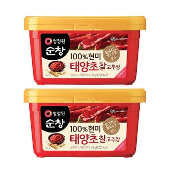 청정원 순창 100% 현미 태양초 찰고추장 2kg 2개 국산 고춧 고추 가루 (S37337230)