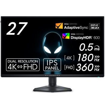 [해외] 델 AW2725QF-A 27인치 듀얼 해상도 게이밍 모니터 4K FHD, IPS, 무광, 5년 무