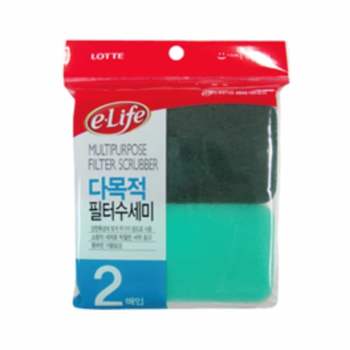 롯데 다목적필터 수세미 2p 후라이팬기름때제거 헹굼수세미