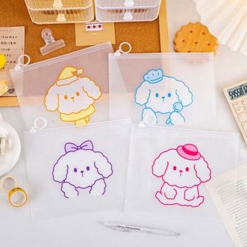 MNO 칼라 바둑이 pvc 비닐지퍼백 구디백 반투명 케이스 세면도구 지퍼백