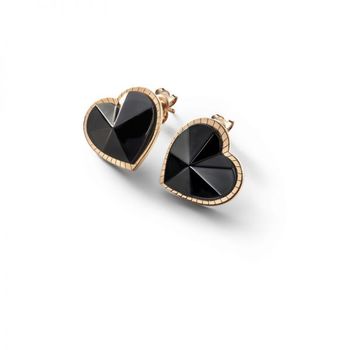 [해외] Baccarat 우먼 18K 골드 Plated 온 스털링 실버 블랙 크리스탈 하트 귀걸이 2812897 1314444