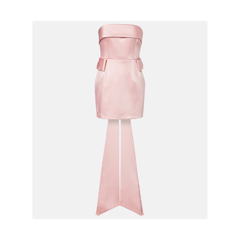 사틴 The New Arrivals Ilkyaz Ozel Lalani 보우 디테일 미니드레스 TP566735