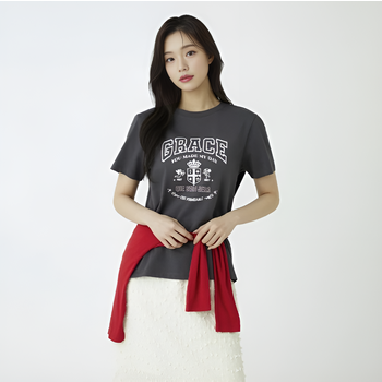 [신세계백화점][BEIGE] 실켓터치 그래픽 티셔츠 (PS7CH303)