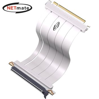 Netmate 635NUN70 PCIe 5.0 180도 일자형 그래픽카드 라이저 케이블(화이트) 20cm