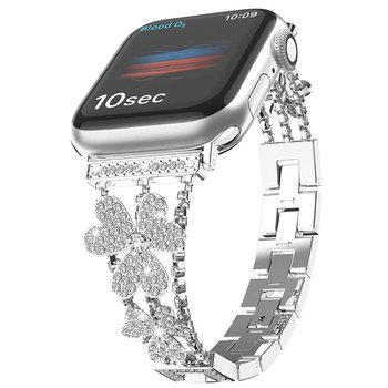 애플워치11 10 9 8 7 울트라 3 2 1 호환 럭셔리 플라워 큐빅 스테인리스 스틸 메탈 스트랩