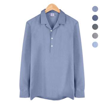 만다린카라 오픈 카라 반탁 보카시 블루 셔츠 _NWM005_Blue