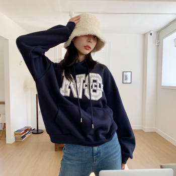 로시엘 오버핏 그래픽 기모 후드티