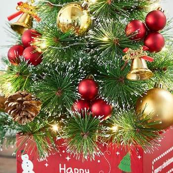 40cm Golden Bell 리얼 솔잎 눈꽃 트리 풀세트 전구 포함