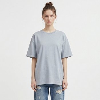 [샵앤] 여성 라운드 빈티지 피그먼트 여름 루즈핏 반팔 티셔츠 INT-WSH-21172