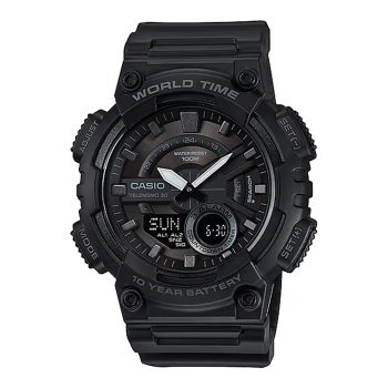 [해외] 카시오 CASIO 월드타임 아나디지털 쿼츠 남성용 시계 AEQ-110W-1BV 블랙 반전 LCD 해외 모델