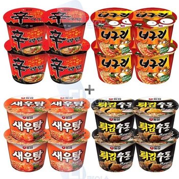 농심 컵라면 4x4세트 얼큰한국물 큰사발 16개 새우탕 (51926063)