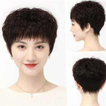 여성 통가발 여성 단발 가발 데일리 앞머리 정수리 새치 커버 탈모