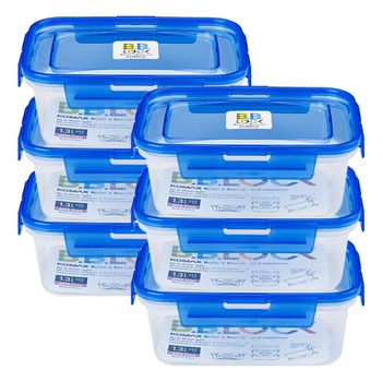 코멕스 비비락 직사각 밀폐용기 직3호 블루 1.3L X 6