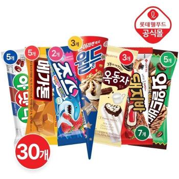 [롯데] 월드콘 돼지바 국민바 총집합 30개팩 (S50835688)