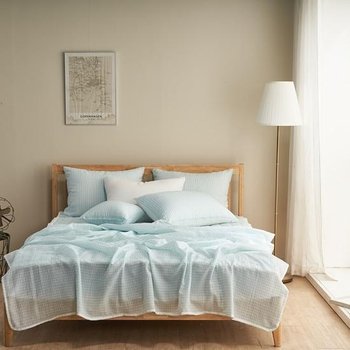 [베드앤데코] 쿨첵 시어서커 홑이불+카펫+베개커버세트 Q