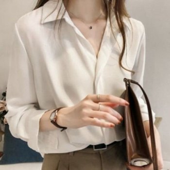 걸스 탑블라우스 걸 오피스 와이셔츠 플레인 트렌디 프리 4색 (WFJJ6AM)