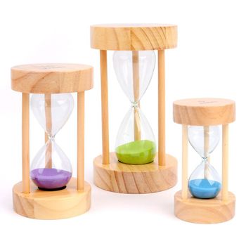 인테리어 WPN908W7 탁상 심플 원형 원목 유리 래시계15분