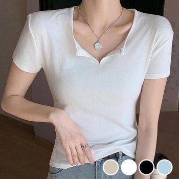 올데이 걸스 세련된 립텍스타일 반오픈 핏감좋은 시즌 하프티 티탑 (WFJTBTE)