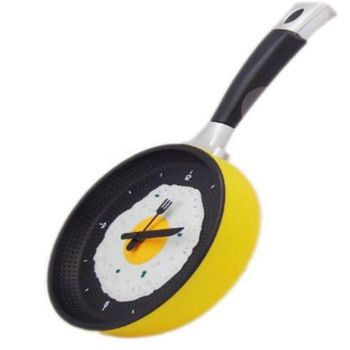 써니사이드업 후라이팬 인테리어 벽시계 노랑