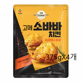 [신세계백화점]CJ 고메 소바바치킨 소이허니 순살 375gX 4 개