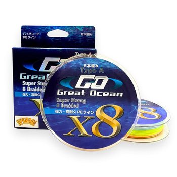 [해외] Great Ocean PE 라인 8개편 0.8호 5색 고밀도 피치 제조법 500m