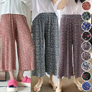 시원한 꽃무늬 플리츠팬츠 여름 몸빼 얼음바지 여름실