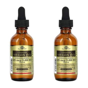 해외배송 Solgar 솔가 액상 비타민D3 네츄럴 오렌지맛 125mcg (5000IU) 59ml 2개 Liquid Vitamin