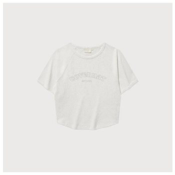 커버낫반팔티 CQK CO2502ST81-WH 우먼 베이비핏 아치 쿠퍼로고 셔링 티셔츠 White
