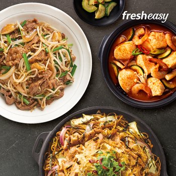 [프레시지] 차돌박이숙주볶음 2인분+소고기 야끼소바 2인분+짬뽕 순두부 찌개(냉장)